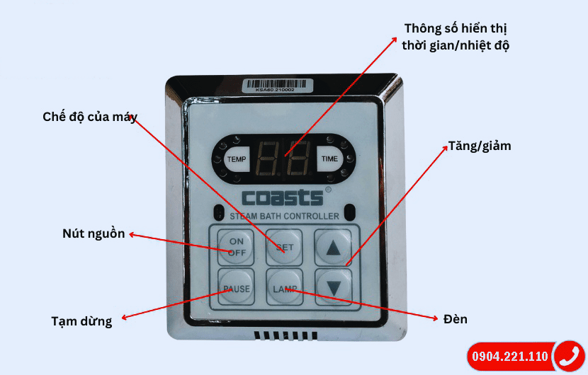 Bảng điều khiển hỗ trợ người dùng dễ dàng vận hành máy xông