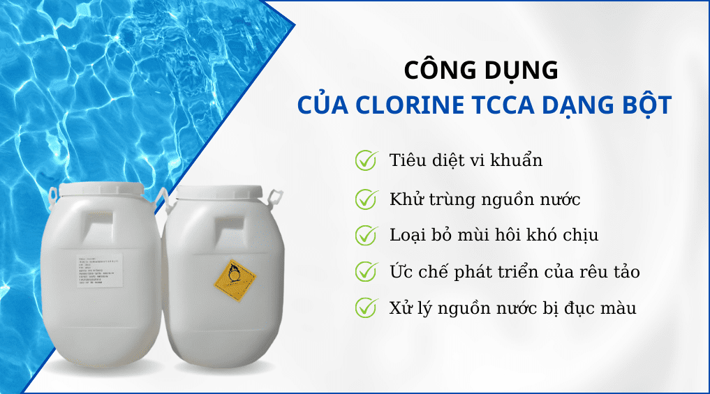 Sản phẩm hóa chất Clorine TCCA 90% dạng bột với những công dụng nổi bật 