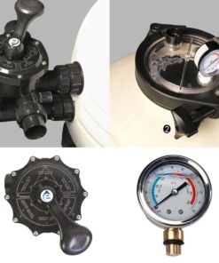 Van đa chiều và đồng hồ áp suất bình lọc cát Emaux MFS