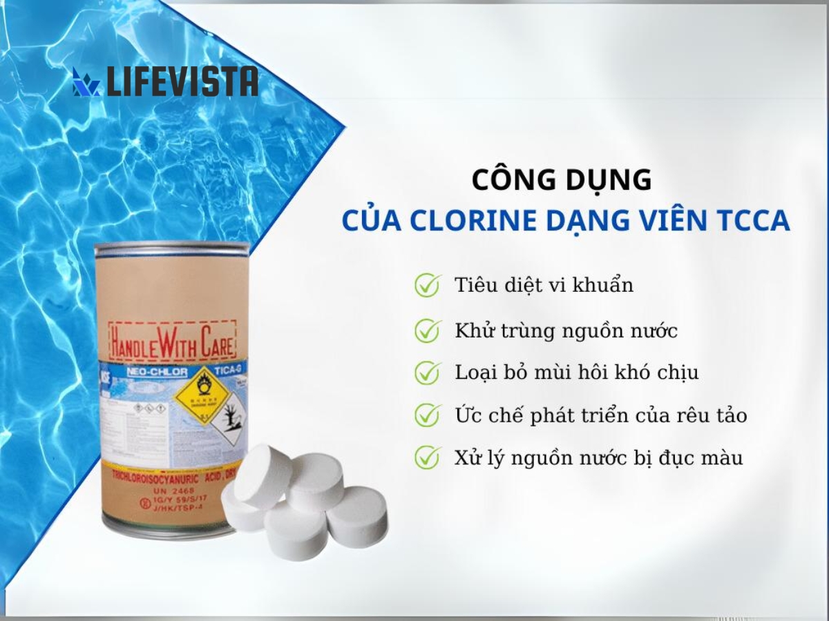 hóa chất Clorine dạng viên TCCA mang lại nhiều công dụng tuyệt vời