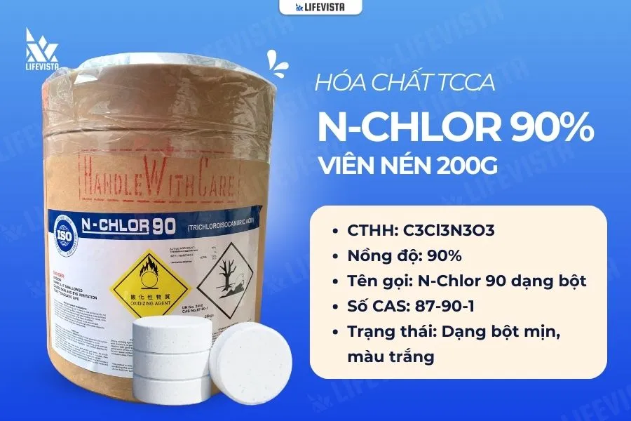 thông tin hóa chất tcca N-Chlor 90 dạng viên nén