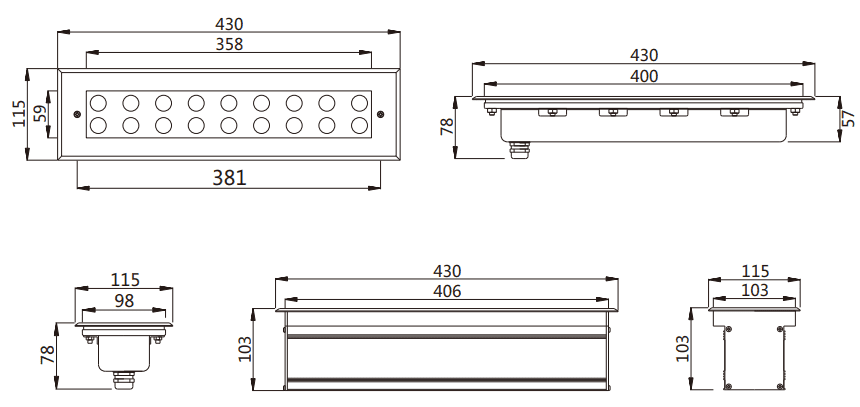 Kích thước và màu sắc của đèn LED Linear PG-XT007