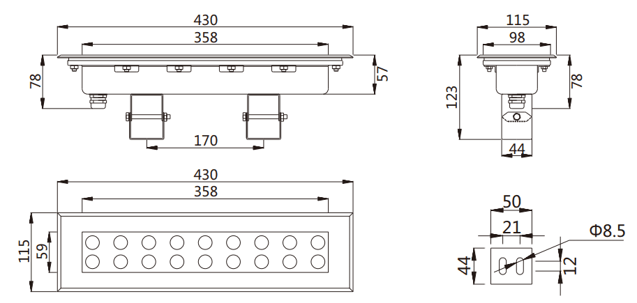 Bản vẽ kỹ thuật Đèn LED Linear PG – XT002