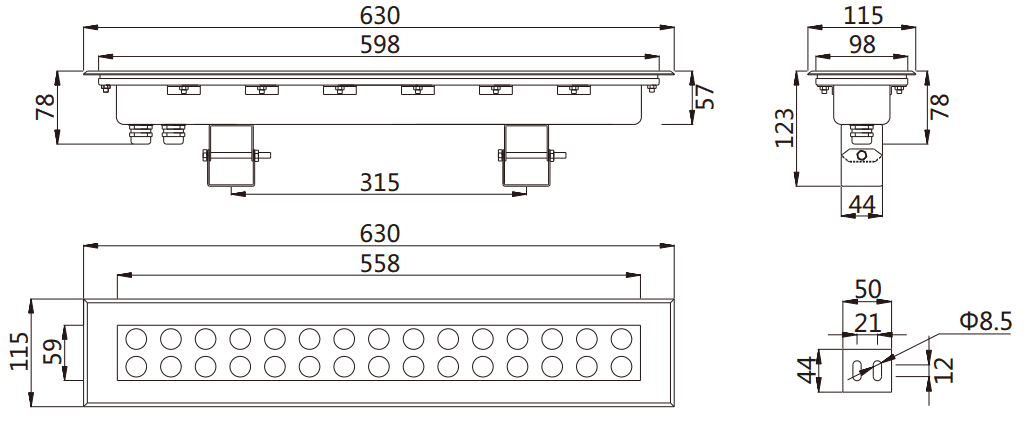 Bản vẽ kỹ thuật Đèn LED Linear PG-XT003