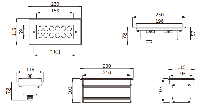Bản vẽ kỹ thuật Đèn LED Linear PG-XT006-4*1W