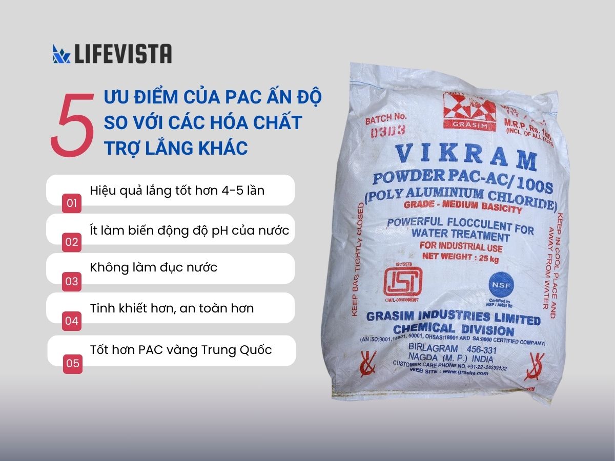 Hóa chất trợ lắng PAC Ấn Độ 