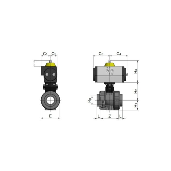 Van bi PVC-u tự động bằng khí nén Effast DN15 - DN100