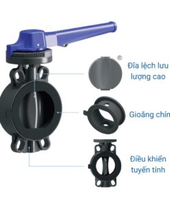 Cấu tạo van bướm nhựa uPVC điều khiển tay gạt