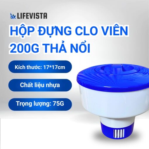 hộp đựng clo viên 200g bằng nhưa