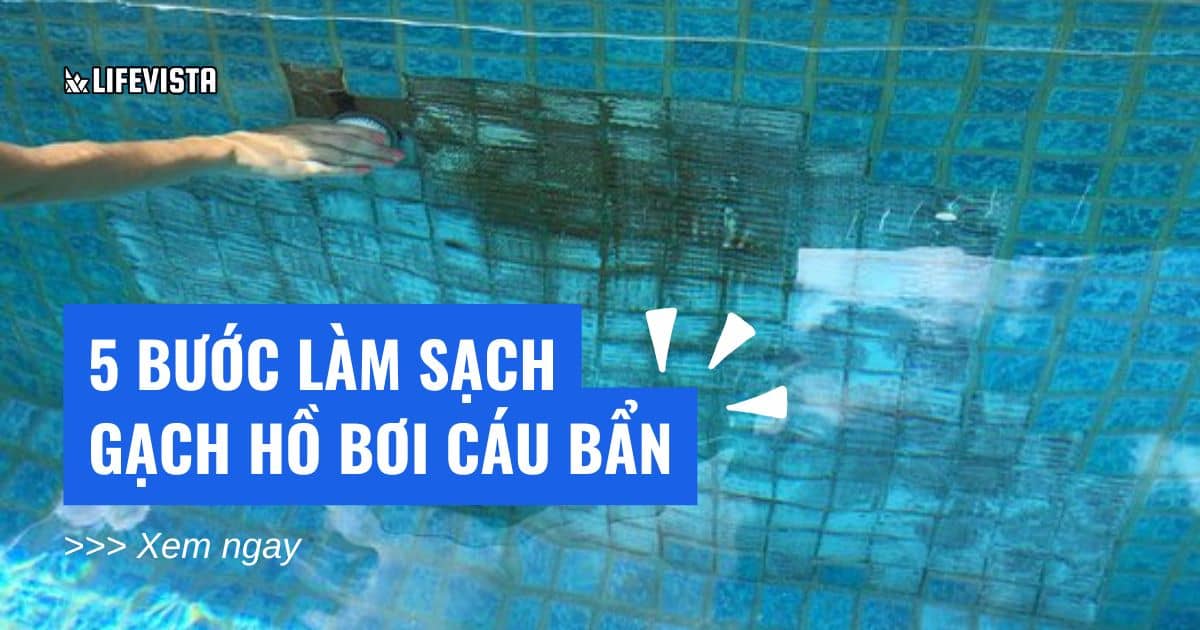 5 bước làm sạch gạch hồ bơi cáu bẩn