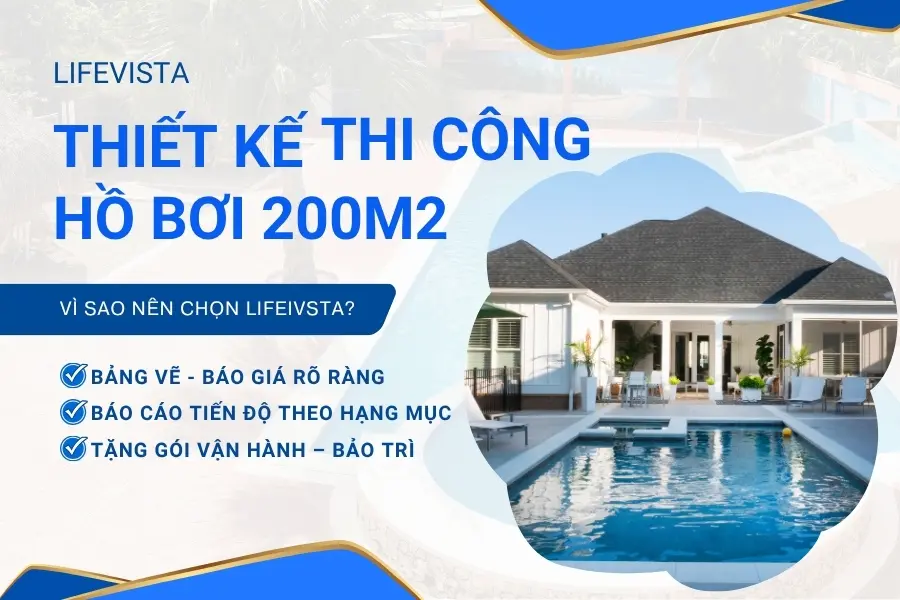 đơn vị thiết kế thi công hồ bơi 200m2