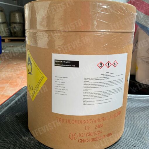 mặt sau hóa chất clo N-Chlor 90 dạng bột